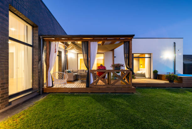 Cozy patio next to a private house.